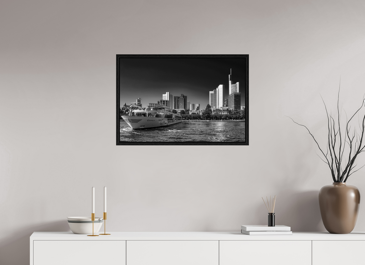 75 x 50 cm, Floater Frame Skyline mit Schiff