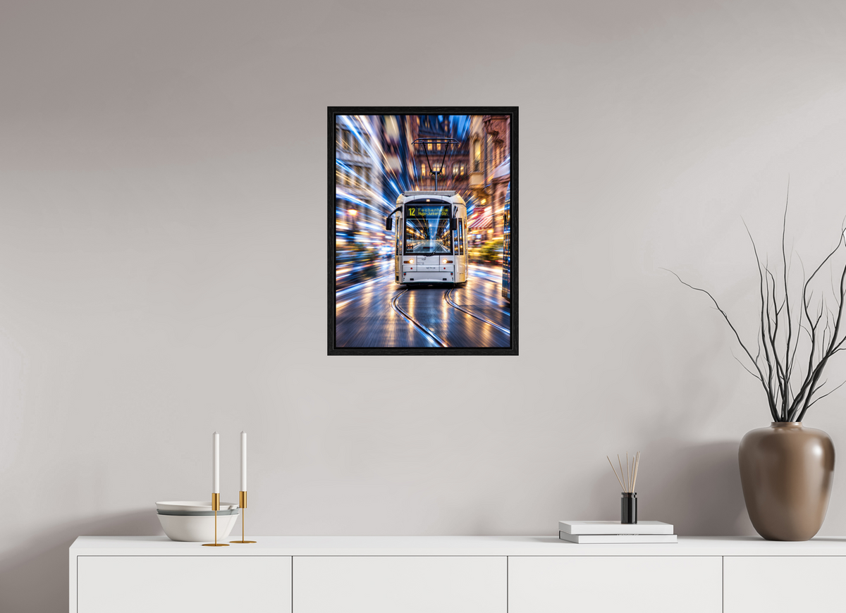 45 x 60 cm, Floater Frame Tram in Frankfurt