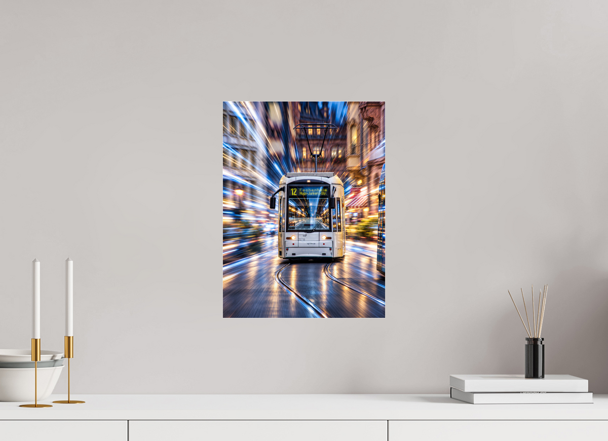 30 x 40 cm, Photo Print Under Acrylic Glass Tram in Frankfurt