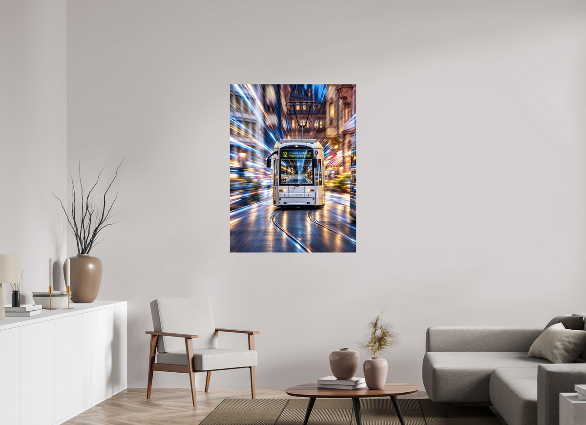 90 x 120 cm, Photo Print On Fuji Crystal DP II Tram in Frankfurt