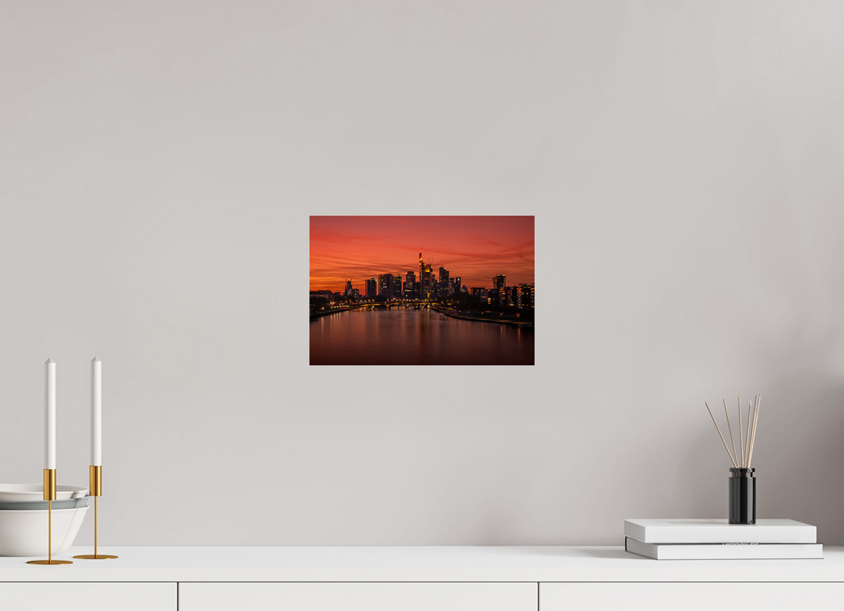 30 x 20 cm, Photo Print Under Acrylic Glass Frankfurt Blaue Stunde