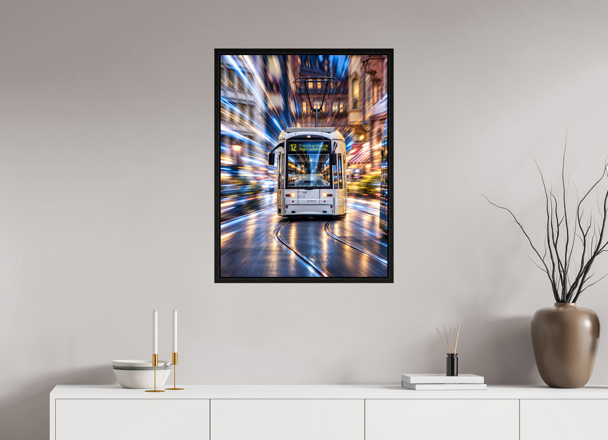 60 x 80 cm, Floater Frame Tram in Frankfurt