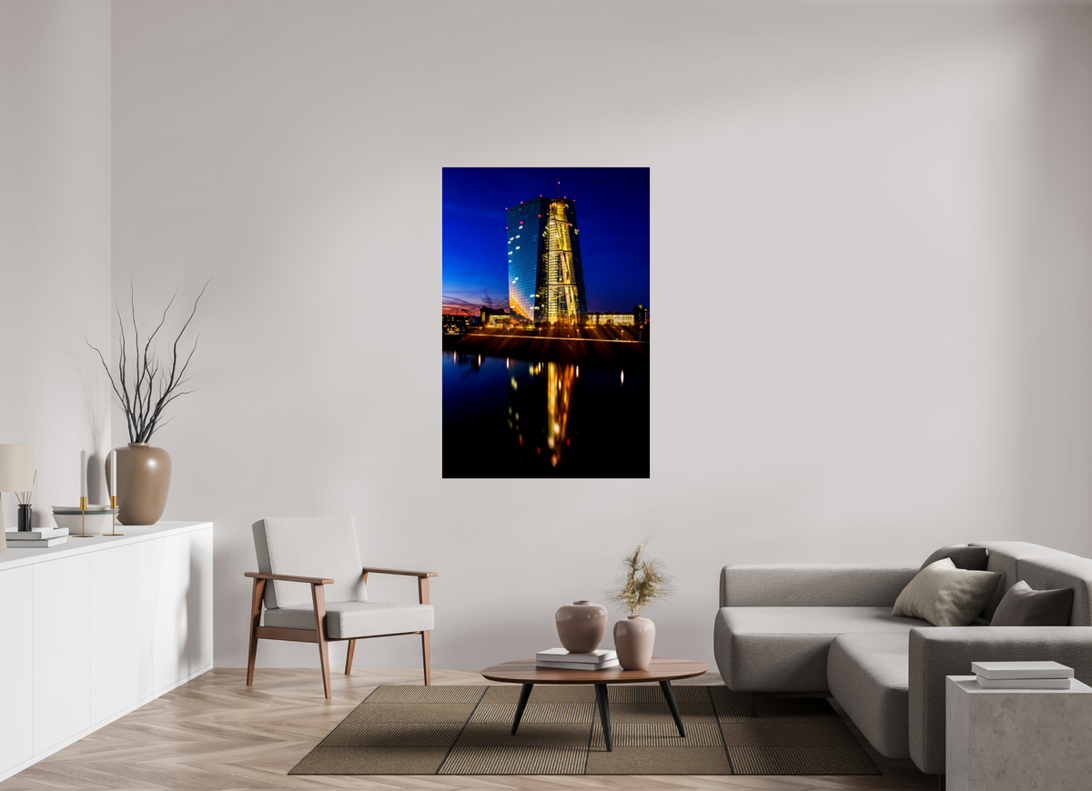 100 x 150 cm, Photo Print Under Acrylic Glass EZB Blaue Stunde