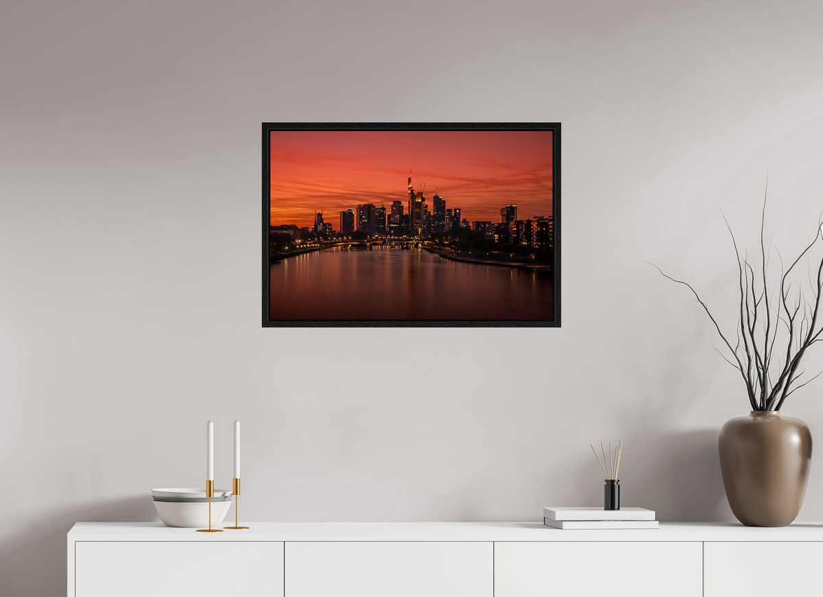 75 x 50 cm, Floater Frame Frankfurt Blaue Stunde