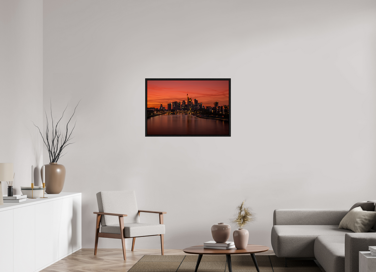 90 x 60 cm, Floater Frame Frankfurt Blaue Stunde