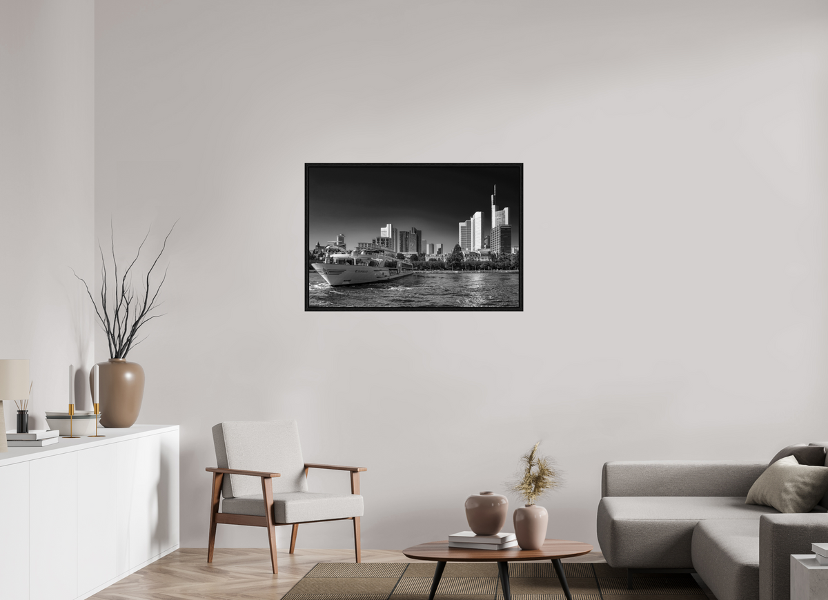 105 x 70 cm, Floater Frame Skyline mit Schiff