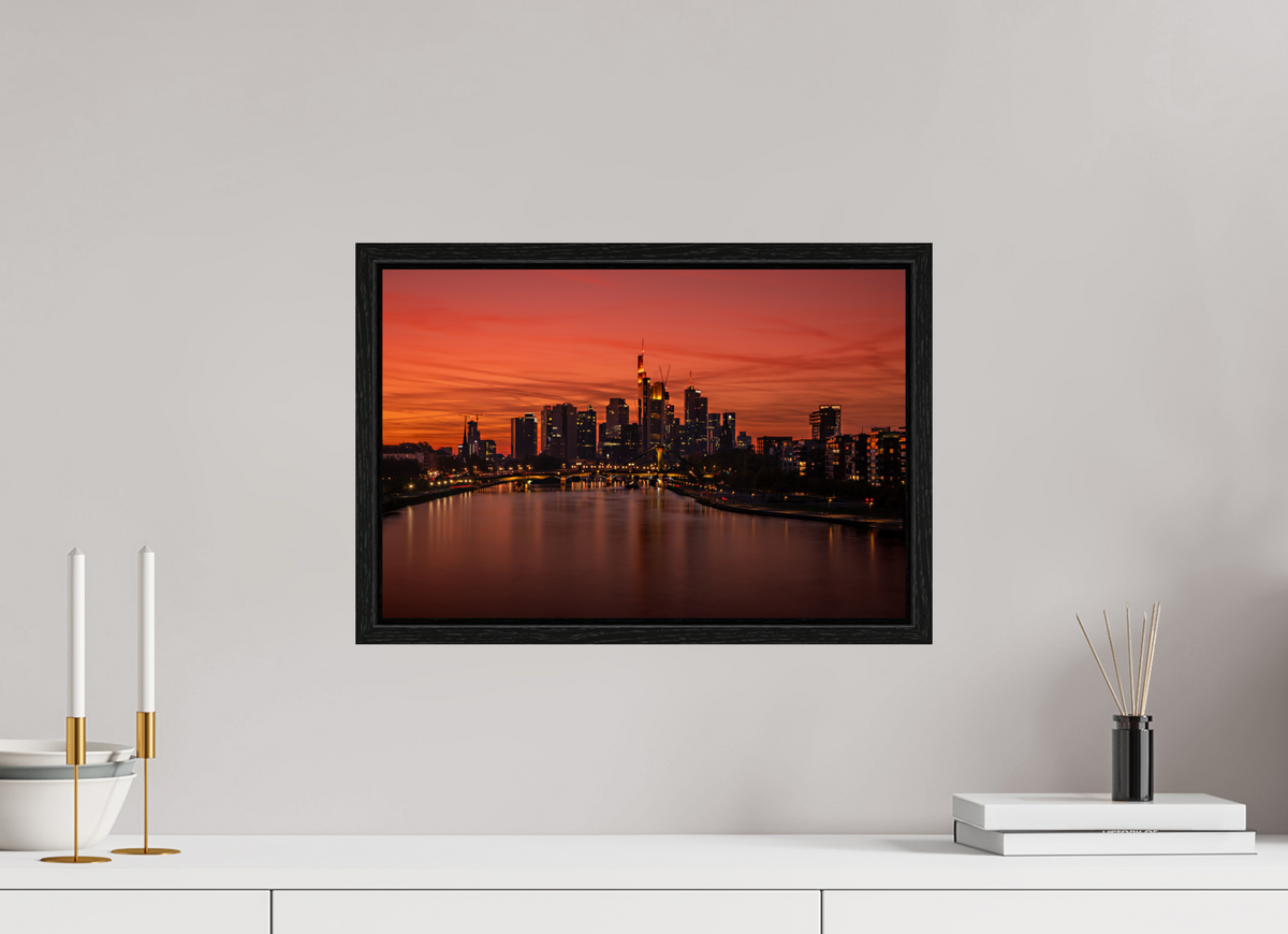 45 x 30 cm, Floater Frame Frankfurt Blaue Stunde