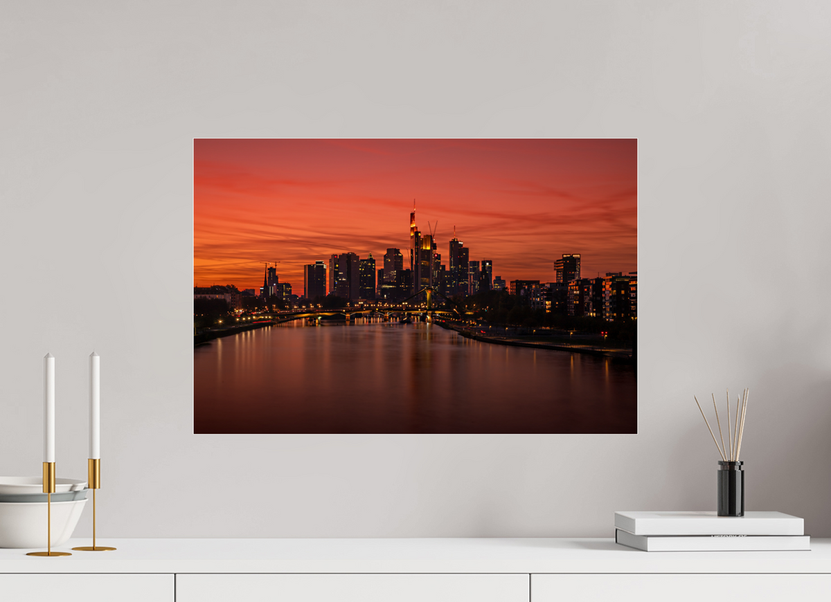 60 x 40 cm, Photo Print Under Acrylic Glass Frankfurt Blaue Stunde
