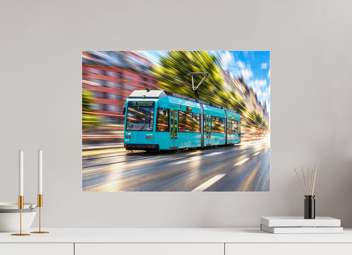 60 x 45 cm, Photo Print Under Acrylic Glass Frankfurt Tram