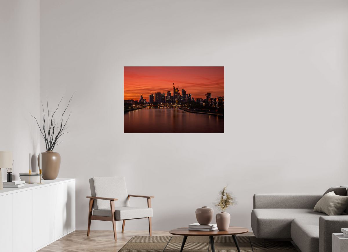 120 x 80 cm, Photo Print Under Acrylic Glass Frankfurt Blaue Stunde