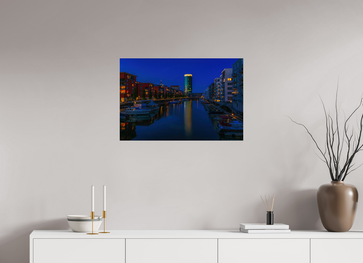 75 x 50 cm, Photo Print Under Acrylic Glass Westhafen Frankfurt Webshop