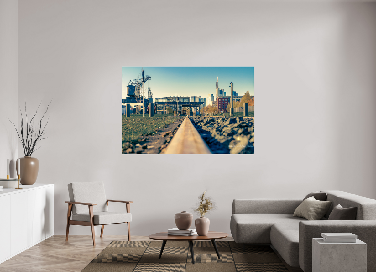 180 x 120 cm, Photo Print Under Acrylic Glass Weseler Werft mit Skyline