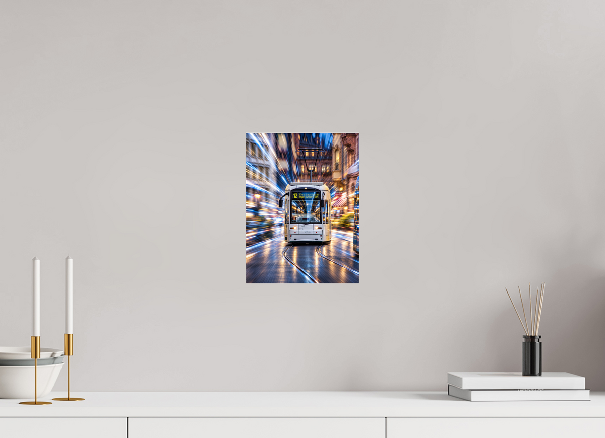 21 x 28 cm, Photo Print Under Acrylic Glass Tram in Frankfurt