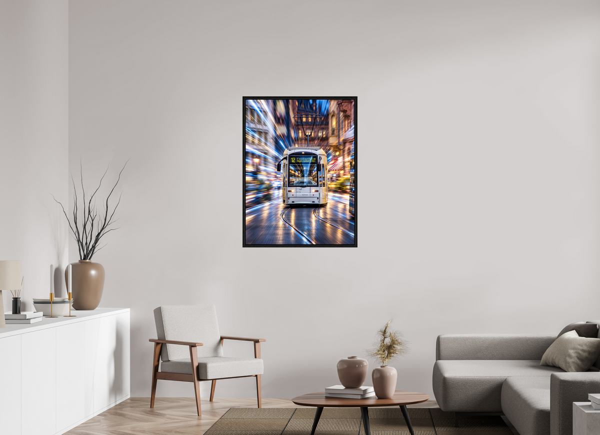 75 x 100 cm, Floater Frame Tram in Frankfurt