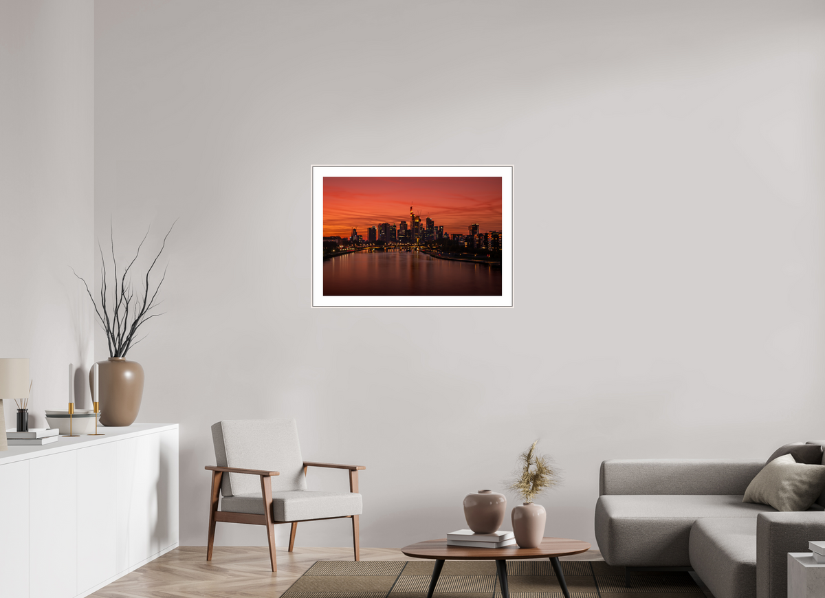 90 x 60 cm, Elegant Frankfurt Blaue Stunde