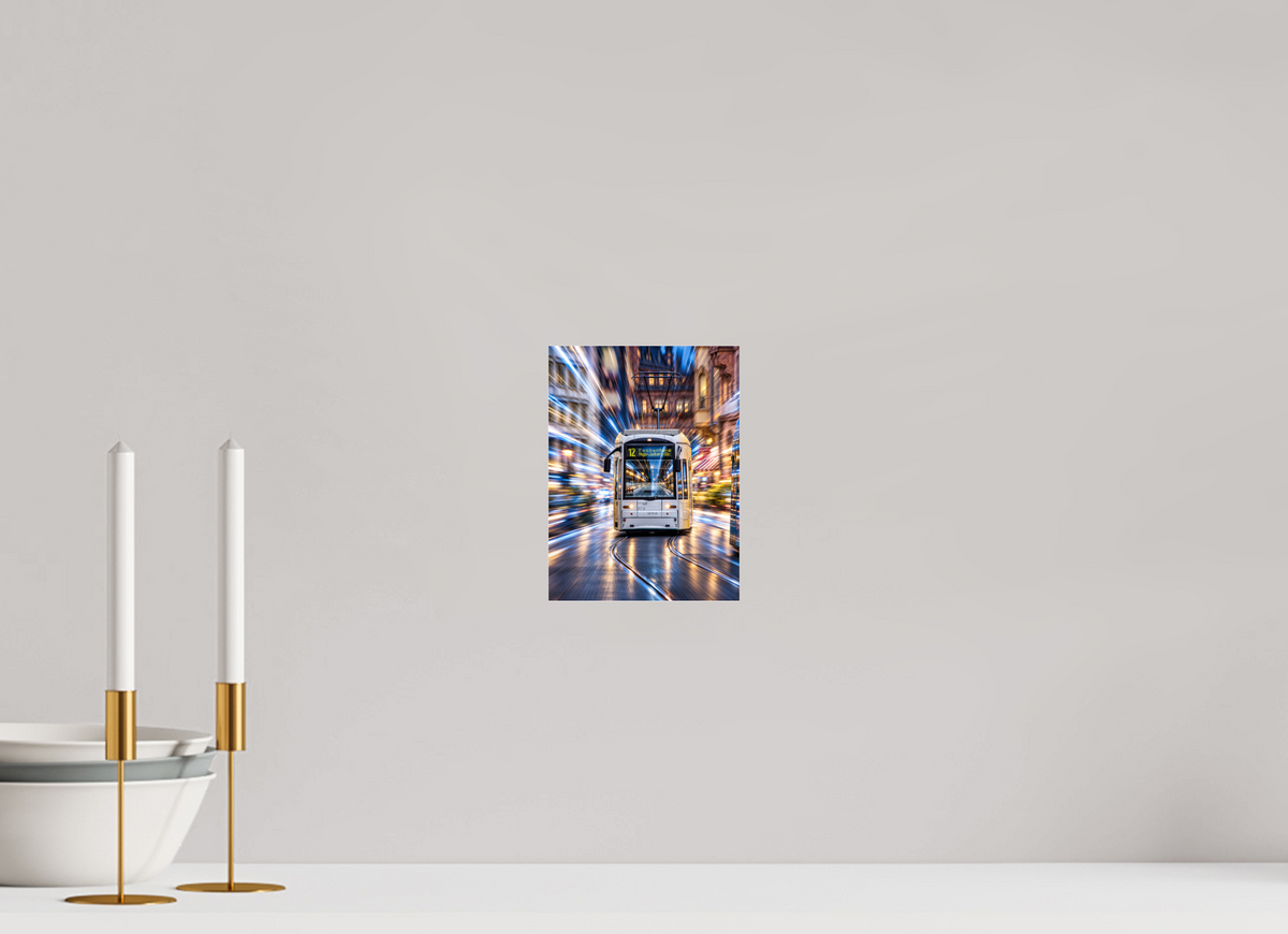 15 x 20 cm, Photo Print Under Acrylic Glass Tram in Frankfurt