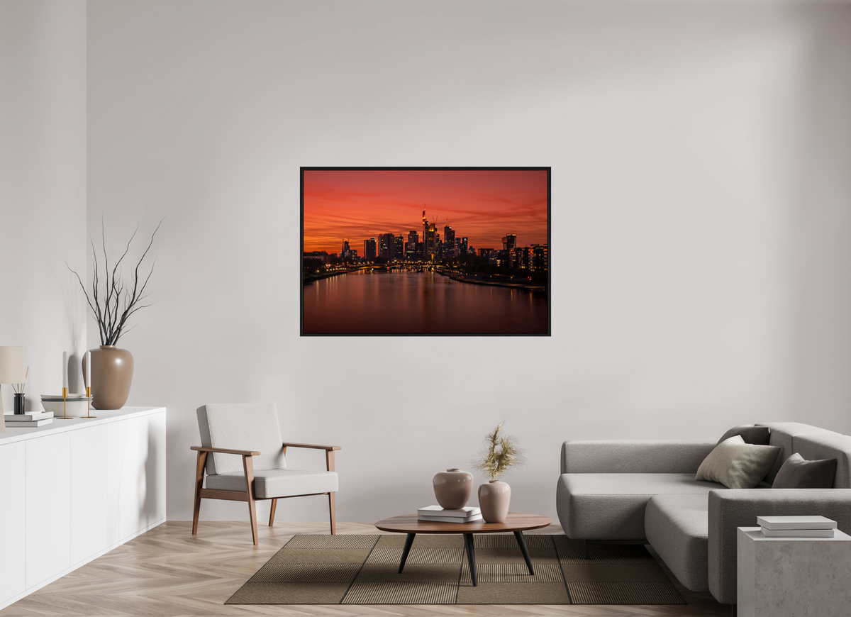150 x 100 cm, Floater Frame Frankfurt Blaue Stunde
