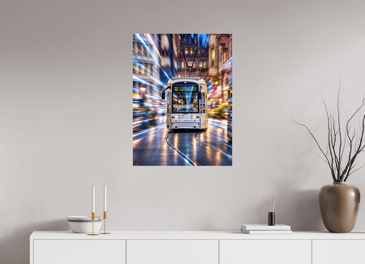 60 x 80 cm, Photo Print Under Acrylic Glass Tram in Frankfurt