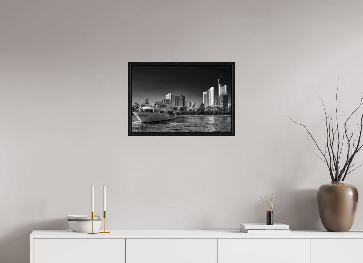 60 x 40 cm, Floater Frame Skyline mit Schiff